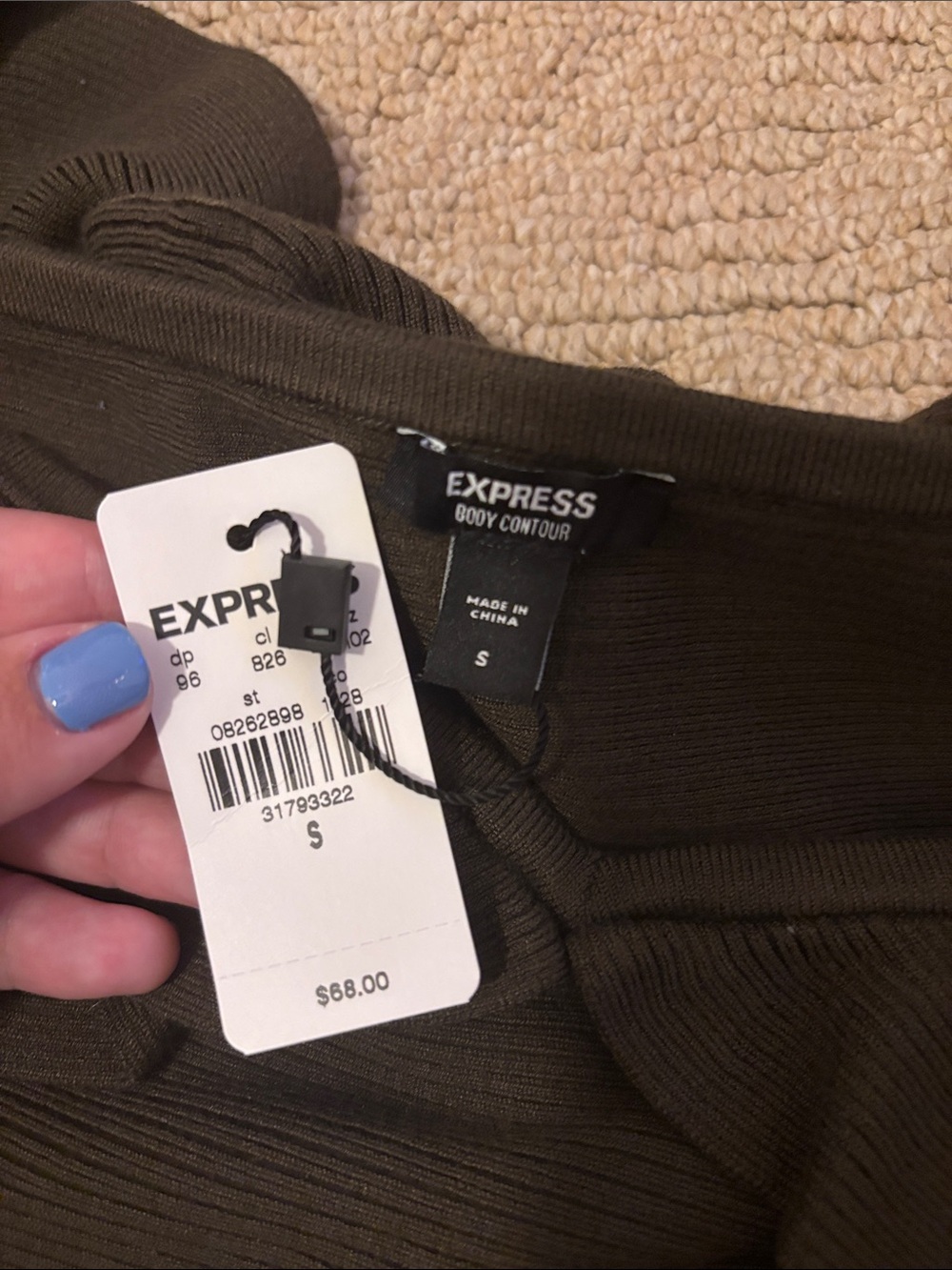 Express Olive Off-Shoulder Ruffle Crop Top - Picture 3 of 3